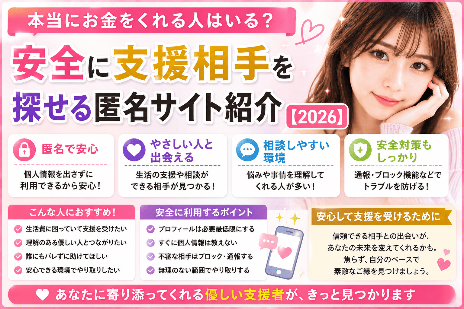本当にお金をくれる人はいる?安全に支援相手を探せる匿名サイト紹介【2026】